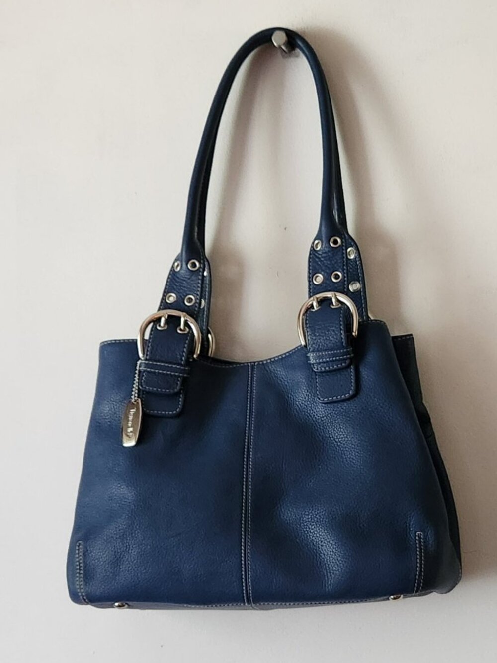 Tignanello shoulder bag royal blue leather vintage silver hardware VGUC